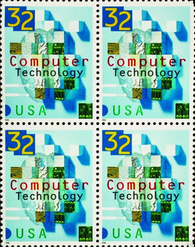 Sello sobre tecnología informática, servicio postal de EEUU, 1996.