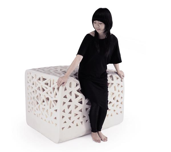 The Breathing Chair acquires its shape as a result of the weight of the user.