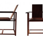 Silla reclinable en caoba y espuma de poliuretano revestida en cuero, MSI, 1995.