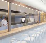Restaurante Dos Palillos. Zona de cocina.