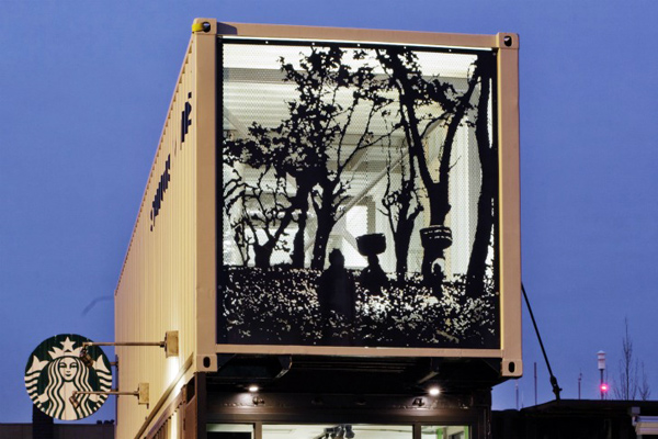 Voladizo en la segunda planta, Starbucks, 2011. Fotografía de Tom Ackerman.