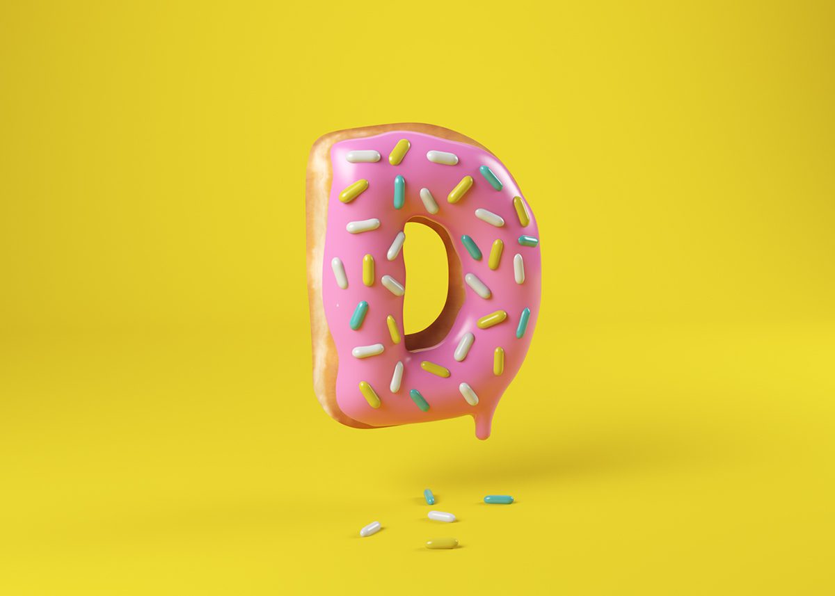 Food Alphabet, de Cees. Diseño 3D para 36 Days of Type