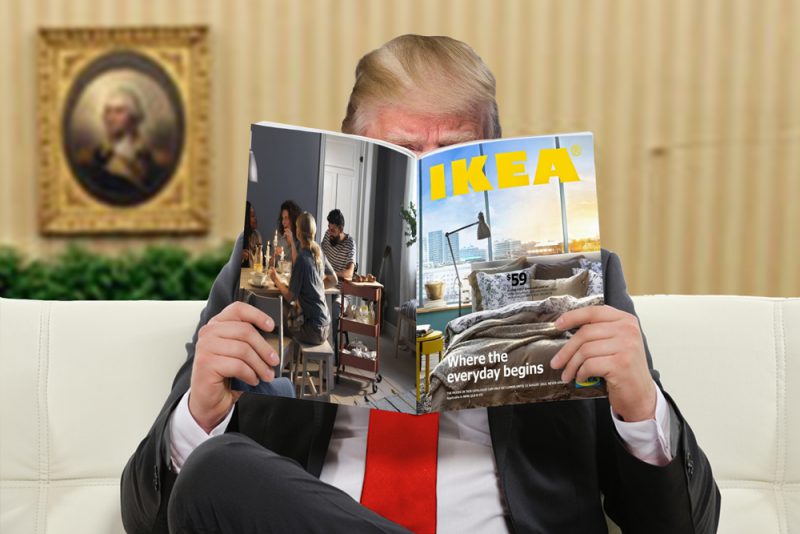 Un muro-pared listo para armar, la satírica oferta de Ikea a Trump