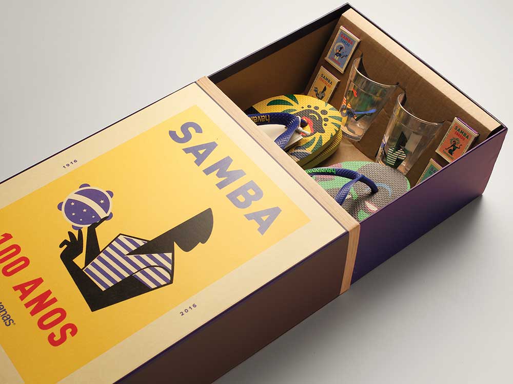 Gráfica y packaging: Johann Vernizzi y Havaianas homenajean la samba brasileña