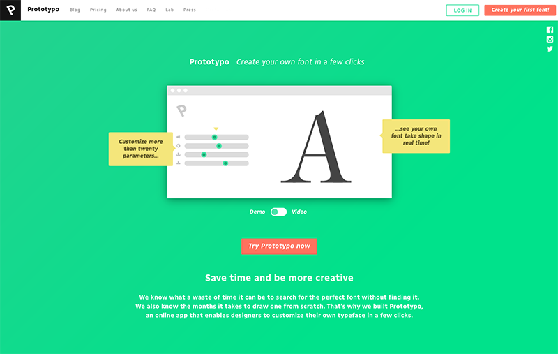 Prototypo, el primer software de creación de fuentes en tiempo real