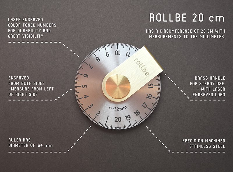 Rollbe, herramienta de medición compacta diseñada por The Work of Mind