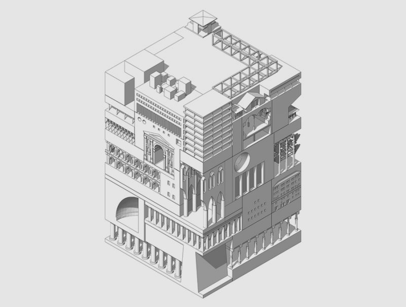 35 iconos de la arquitectura en un modelo tridimensional, de Fumio Matsumoto