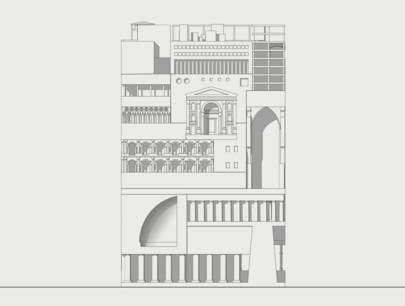 35 iconos de la arquitectura en un modelo tridimensional, de Fumio Matsumoto