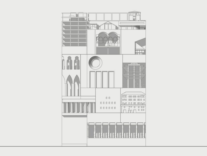 35 iconos de la arquitectura en un modelo tridimensional, de Fumio Matsumoto