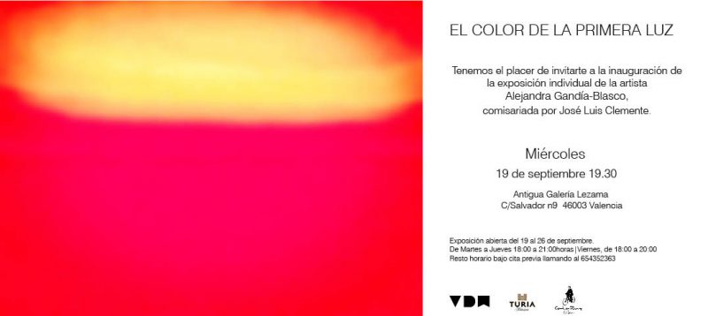 Del 19 al 26 de septiembre la Galería Lezama abre sus puertas para presentar “El color de la primera luz”, una exposición de Alejandra Gandía-Blasco.