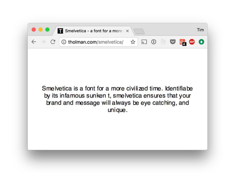 Smelvetica, la broma tipográfica de Tim Holman que no pudo ser