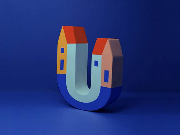 Líneas y colores primarios en el branding de uHome diseñado por Karla Heredia