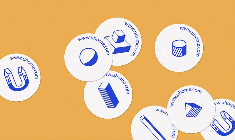 Líneas y colores primarios en el branding de uHome diseñado por Karla Heredia