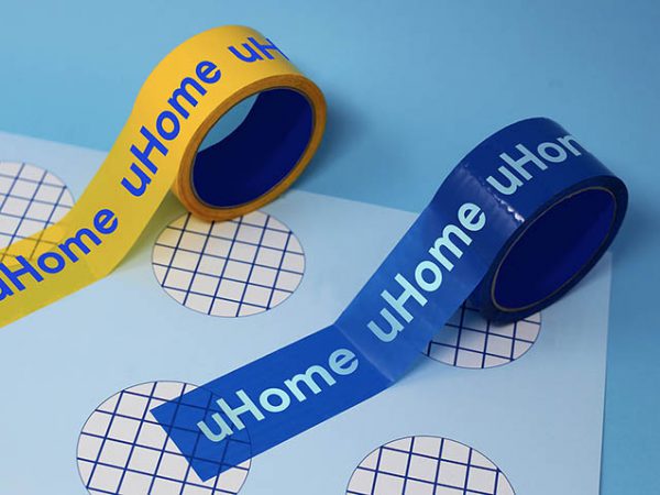 Líneas y colores primarios en el branding de uHome diseñado por Karla Heredia