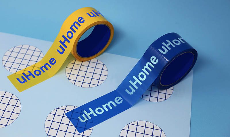 Líneas y colores primarios en el branding de uHome diseñado por Karla Heredia