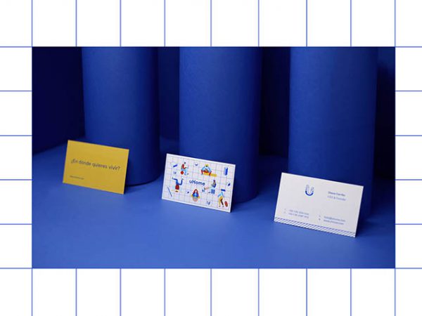 Líneas y colores primarios en el branding de uHome diseñado por Karla Heredia