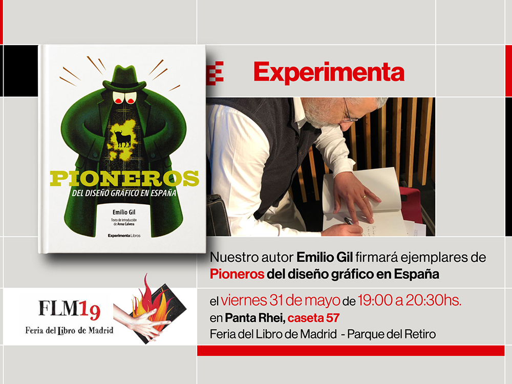 Emilio Gil firmará ejemplares de Pioneros del diseño gráfico en España en la Feria del libro de Madrid