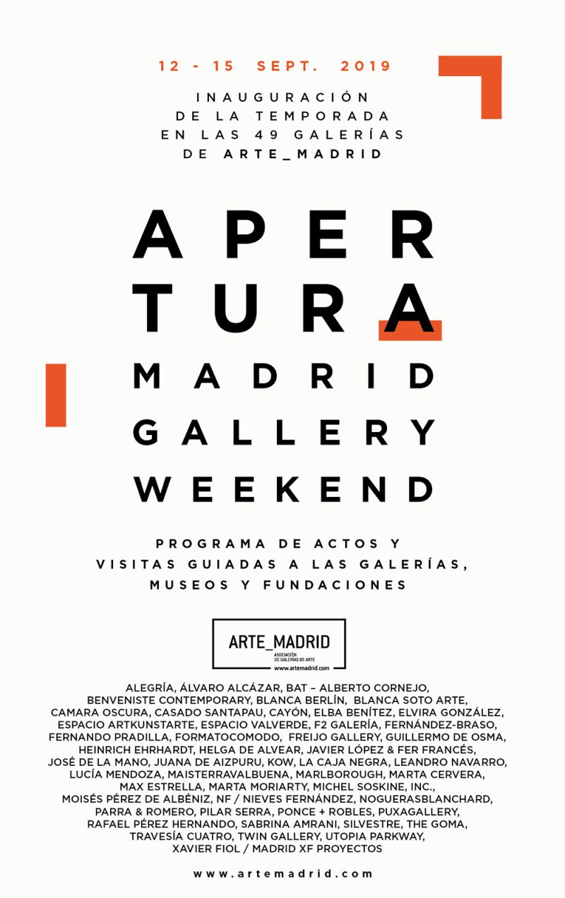 Apertura Madrid Gallery Weekend, del 12 y el 15 de septiembre