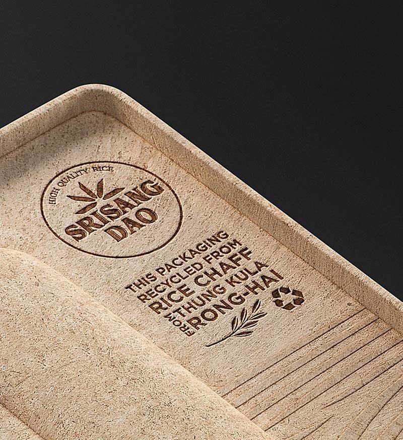 Srisangdao, el packaging hecho con cáscaras de arroz de Prompt Design