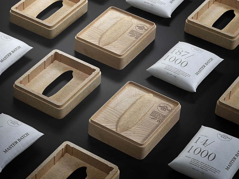 Srisangdao, el packaging hecho con cáscaras de arroz de Prompt Design