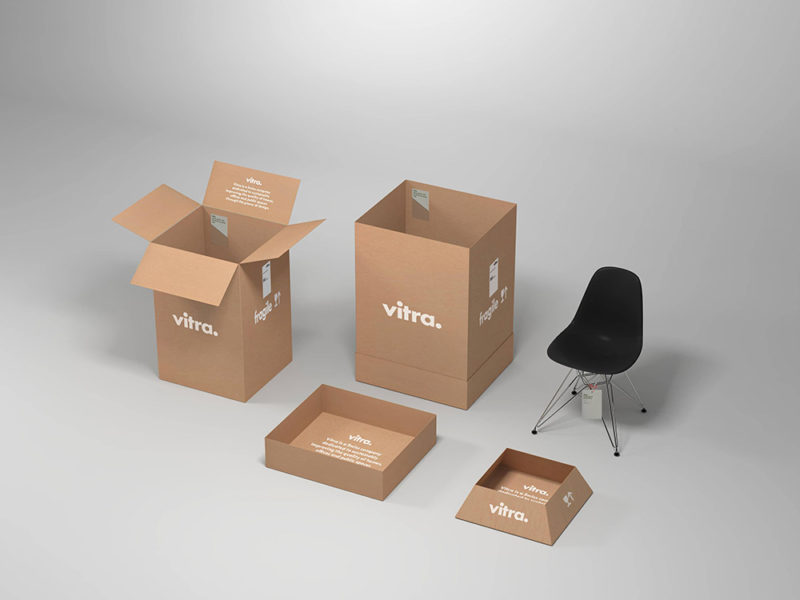 BVD y una solución elegante para el packaging de Vitra. Simple, sencillo y efectivo