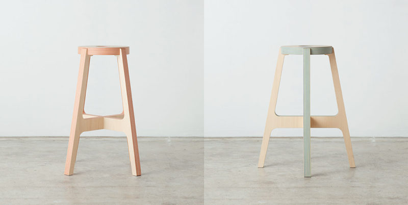 El taburete de madera y papel reciclado de Drill Design