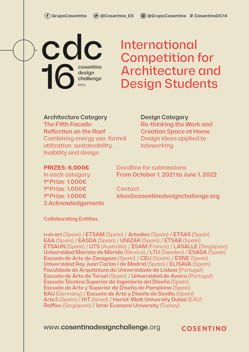 Cosentino Design Challenge 16. El concurso para estudiantes de Arquitectura y Diseño de Cosentino