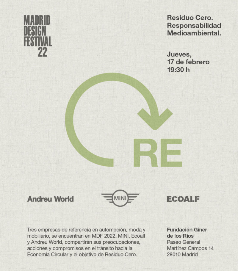 Residuo Cero y Responsabilidad Medioambiental, imperdible debate organizado por Andreu World, Ecoalf y Mini