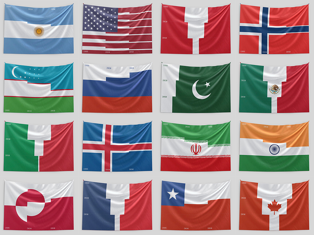 MeltDown Flags, las banderas infográficas de Moby Digg. Contra el cambio climático