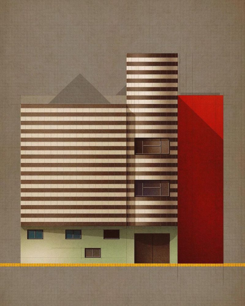 La ilustración arquitectónica de Sander Patelski. Vintage, modernista y fascinante