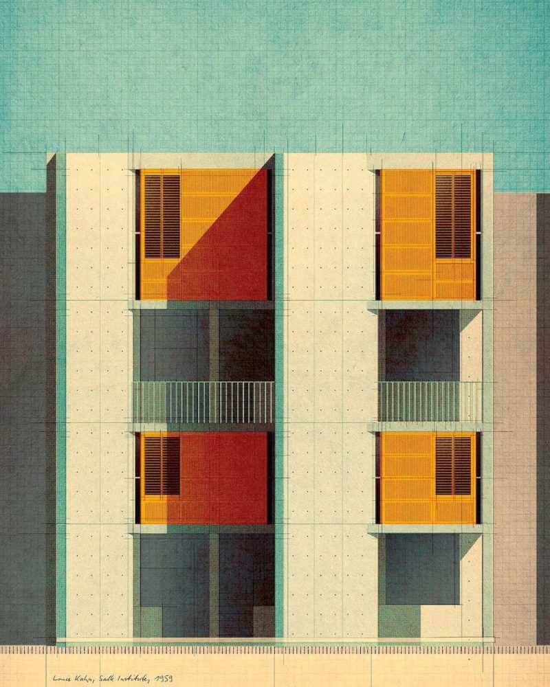 La ilustración arquitectónica de Sander Patelski. Vintage, modernista y fascinante