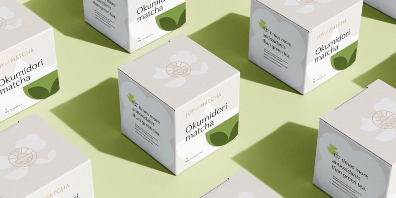 Joy of Matcha, identidad de Sweety. Una iconográfica infusiones de color