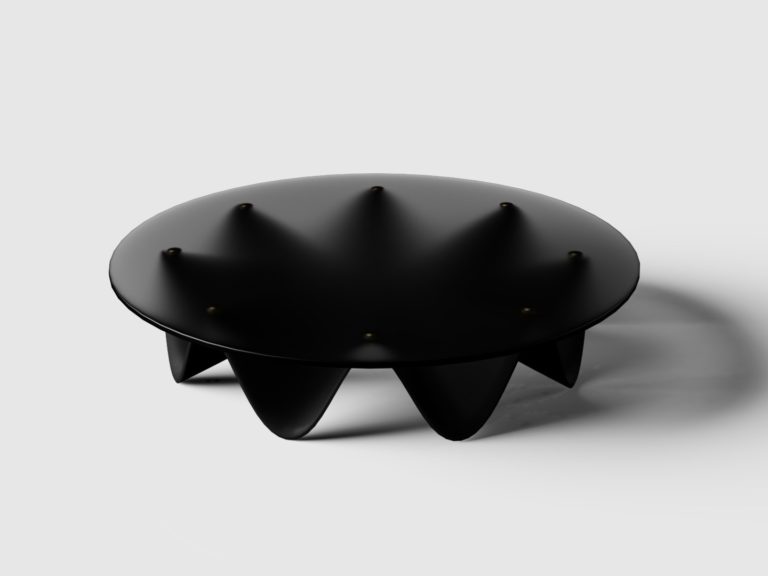 Hertz, la mesa de centro fonoabsorbente de Sunriu. Líneas atípicas para