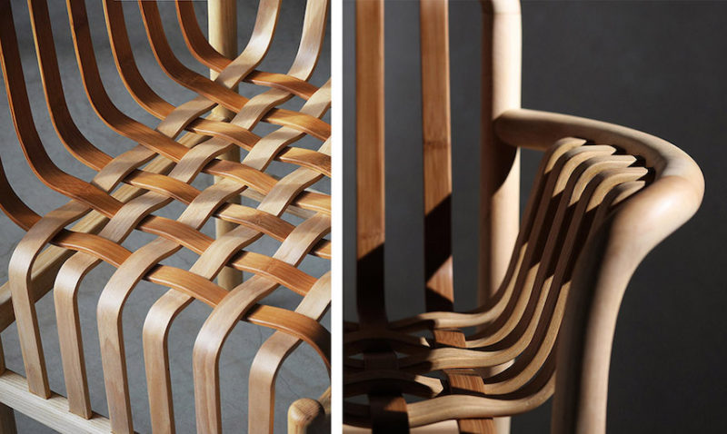 Chen Kuan-Cheng presenta Lattice, un asiento de madera y bambú trenzado con vapor