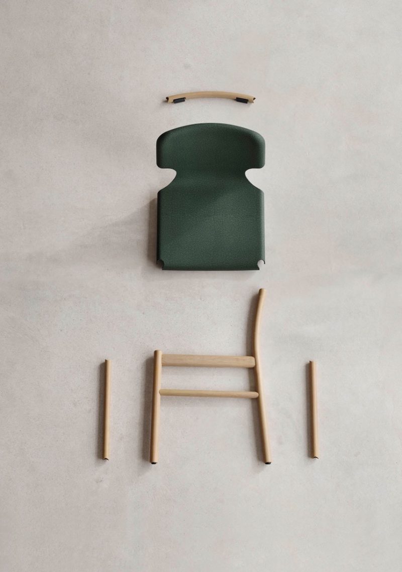 Xume, la silla "esencial" de Iratzoki y Lizaso. Diseño, madera y fieltro PET